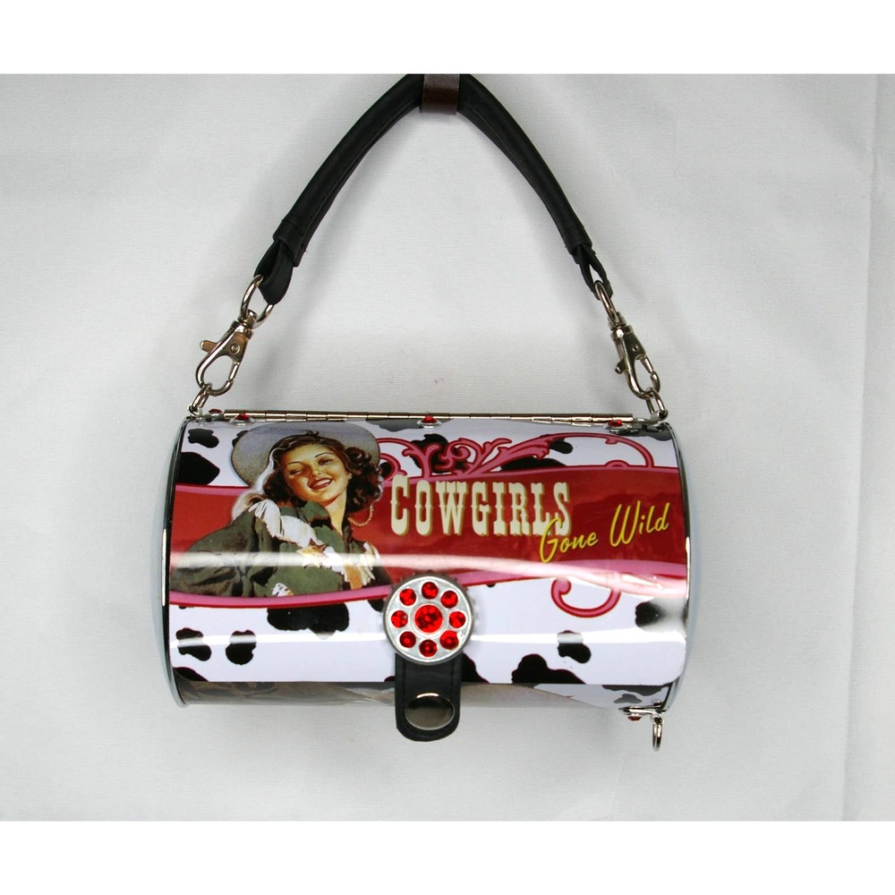 Little Earth Lyon Design Cowgirls Gone Wild Metal Round Purse Handbag 1028